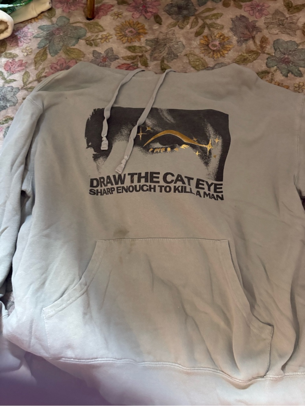 Taylor Swift Light Gray Hoodie with Black and Gold Graphic